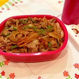 お弁当に☆豚薄切り肉でささっと生姜焼き丼